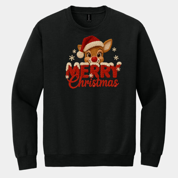 Merry Christmas Reindeer Latch Hook Yarn look Sweatshirt  Thumbnail