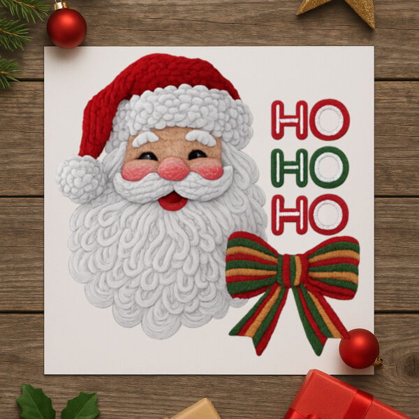 Santa Ho Ho Ho Yarn Look DTF Thumbnail