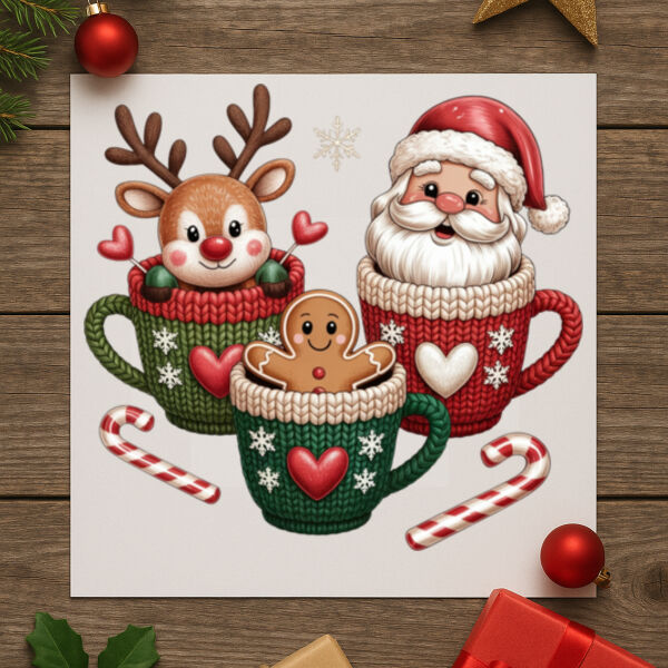 Christmas Cups Yarn Design DTF Transfer Sheet  Thumbnail