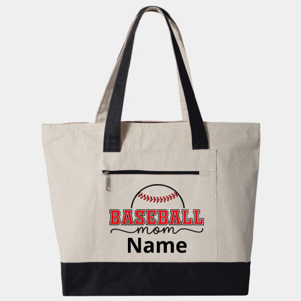 Baseball Mom Custom Tote 19L Zippered Tote Thumbnail