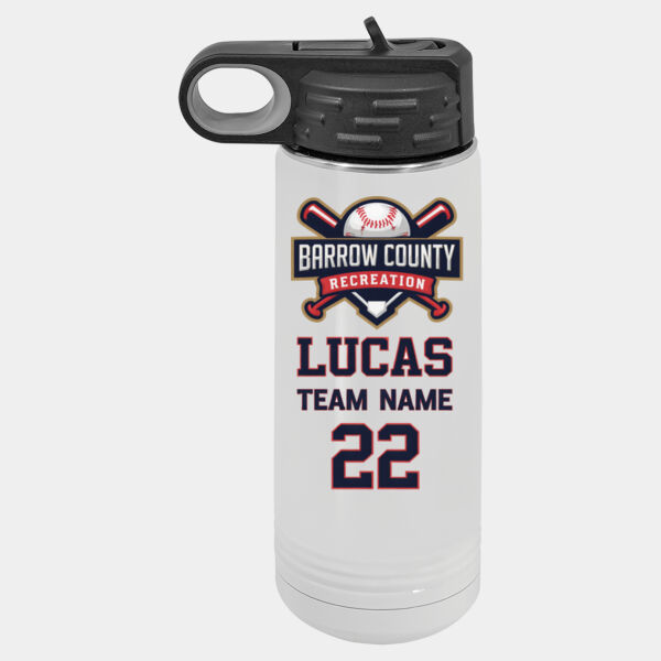 Barrow County Recreation Baseball 20oz Water Bottle Customized  Thumbnail
